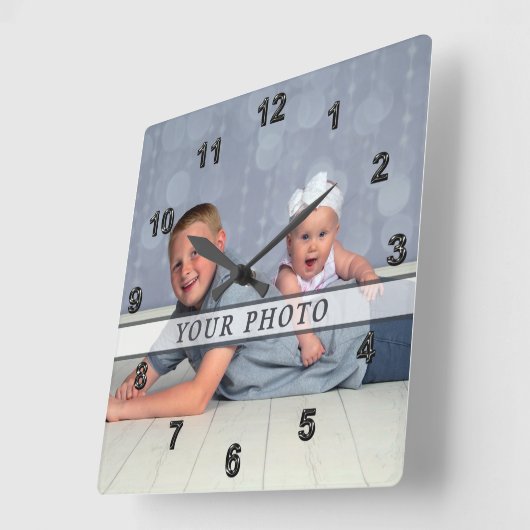 写真パーソナライズされた壁時計、正方形または円形 スクエア壁時計 (傾斜)