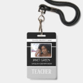 写真パーソナライズされた大学先生ID バッジ (正面（ネックストラップ付）)