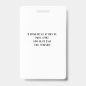 写真パーソナライズされた大学先生ID バッジ (裏面)