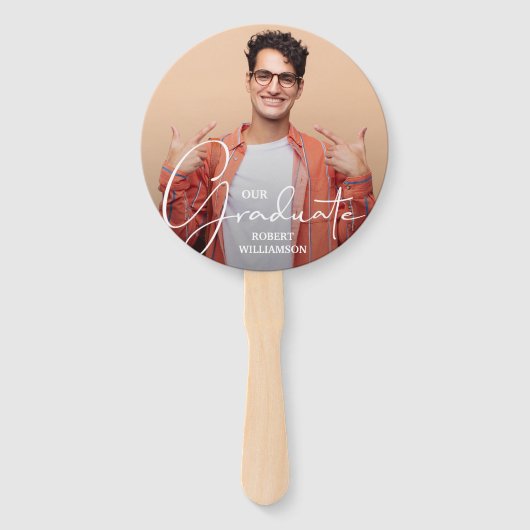 写真パーソナライズされた大学院生の青 ハンドファン (正面)