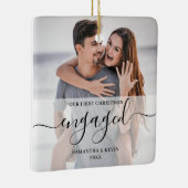 写真パーソナライズされた婚約した名ツリーのカップル セラミックオーナメント (右)