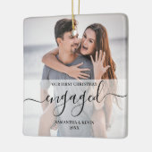 写真パーソナライズされた婚約した名ツリーのカップル セラミックオーナメント (左)