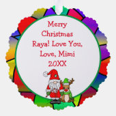 写真パーソナライズされた孫のクリスマス オーナメントカード (裏面)