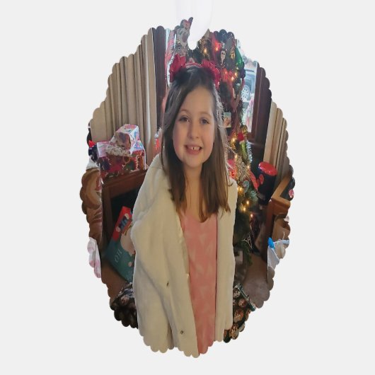 写真パーソナライズされた孫のクリスマス オーナメントカード (右)