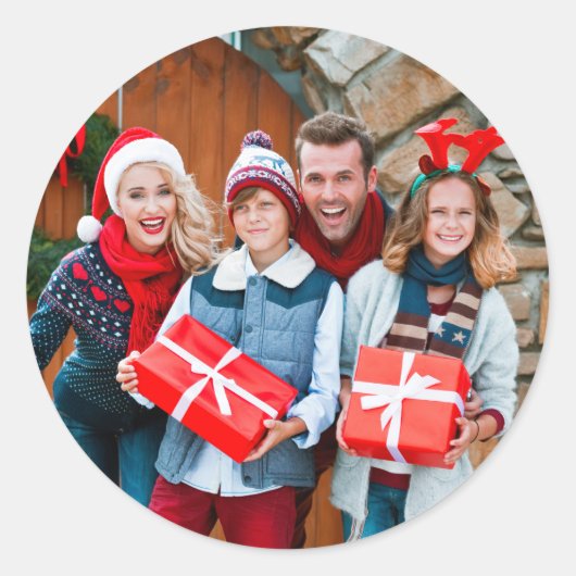 写真パーソナライズされた家族カスタム写真シール ラウンドシール (正面)