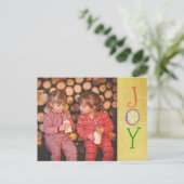 写真パーソナライズされた家族クリスマスジョイ金ゴールド シーズンポストカード (スタンド正面)