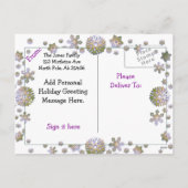 写真パーソナライズされた家族クリスマス喜び紫 シーズンポストカード (裏面)