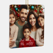写真パーソナライズされた家族、カップルのクリスマス セラミックオーナメント (右)