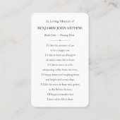 写真パーソナライズされた悔やみや弔慰葬儀記念カード 名刺 (裏面)