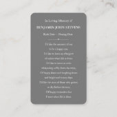 写真パーソナライズされた悔やみや弔慰葬儀記念カード 名刺 (裏面)