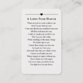 写真パーソナライズされた悔やみや弔慰葬儀記念カード 名刺 (裏面)