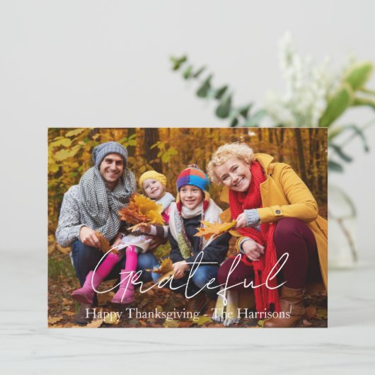 写真パーソナライズされた感謝祭 シーズンカード (スタンド正面)