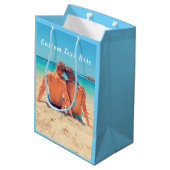 写真パーソナライズされた抱き枕とカスタム文字 ミディアムペーパーバッグ (裏面アングル)