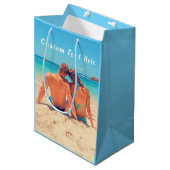 写真パーソナライズされた抱き枕とカスタム文字 ミディアムペーパーバッグ (正面アングル)