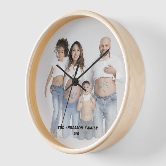 写真パーソナライズされた文字カスタムファミリーキープサケ 壁時計 (傾斜)