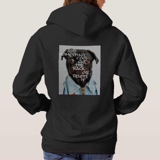 写真パーソナライズされた文字ブラックフード付きスウェットシャツ パーカ (裏面)