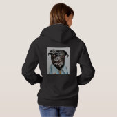 写真パーソナライズされた文字ブラックフード付きスウェットシャツ パーカ (裏面フル)