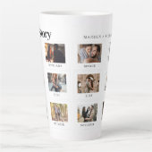 写真パーソナライズされた文字モダンカップル恋物語 カフェラテマグ (正面)