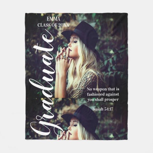 写真パーソナライズされた文字大学院聖書聖なる書物、 経典 フリースブランケット (正面)