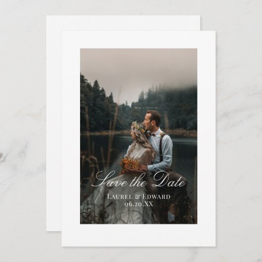 写真パーソナライズされた日付フラットカードの保存 セーブザデート (正面/裏面)