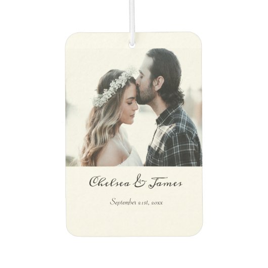 写真パーソナライズされた書名日付 カーエアーフレッシュナー (正面)