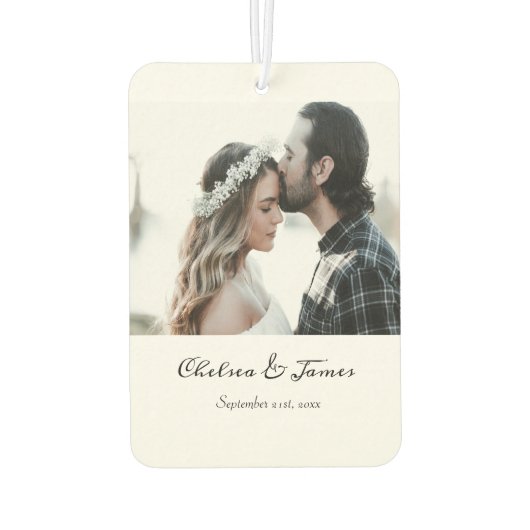 写真パーソナライズされた書名日付 カーエアーフレッシュナー (裏面)