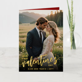写真パーソナライズされた最初のバレンタインデー 箔シーズンカード