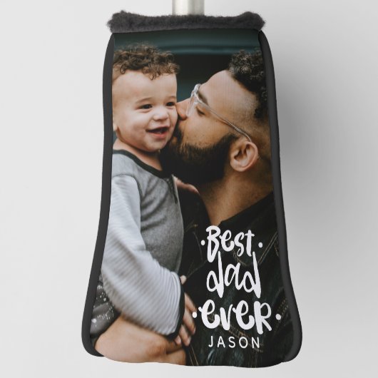 写真パーソナライズされた最高のパパ名オーバーレイ ゴルフヘッドカバー (回転90)