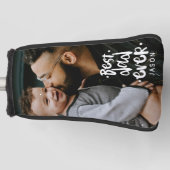 写真パーソナライズされた最高のパパ名オーバーレイ ゴルフヘッドカバー (正面)