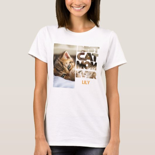 写真パーソナライズされた最高の猫ママ Tシャツ (正面)