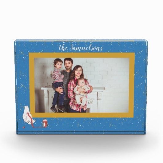 写真パーソナライズされた極熊ペンギン枠 フォトブロック (正面)