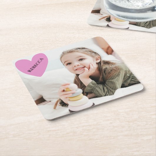 写真パーソナライズされた母の日の父の日 スクエアペーパーコースター (アングル)