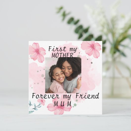 写真パーソナライズされた母引用文ピンクの母のデイカード (スタンド正面)