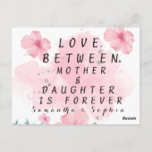 写真パーソナライズされた母引用文ピンクの母のデイカード ポストカード (裏面)