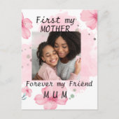 写真パーソナライズされた母引用文ピンクの母のデイカード ポストカード (正面)