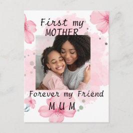 写真パーソナライズされた母引用文ピンクの母のデイカード ポストカード