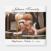 写真パーソナライズされた洗礼日ベビー写真 マグネット (正面)