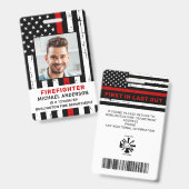 写真パーソナライズされた消防署消防士ID バッジ (正面&裏面)