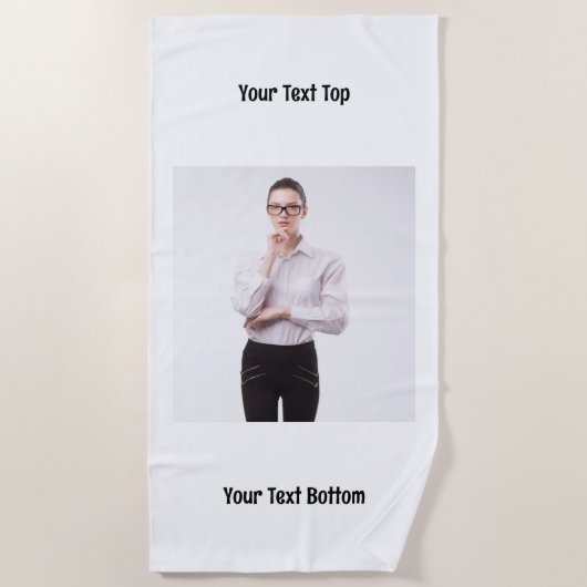 写真パーソナライズされた独身の2行文字カスタム ビーチタオル (正面)
