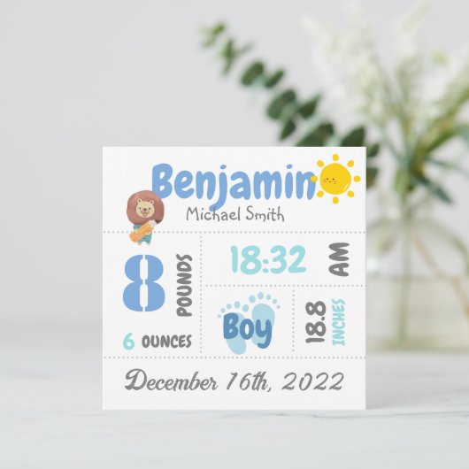 写真パーソナライズされた生まれたばかりの生発表カード カード (スタンド正面)