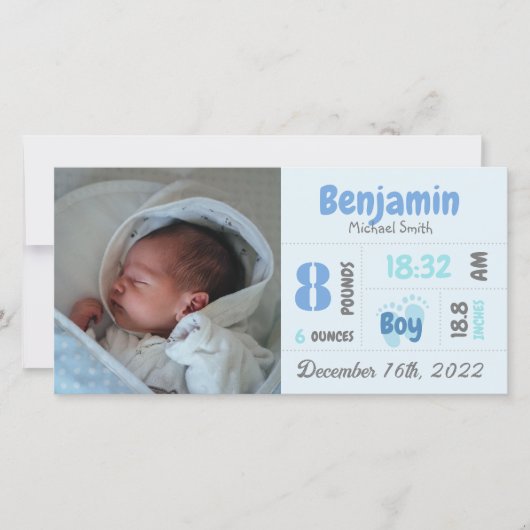 写真パーソナライズされた生まれたばかりの生発表カード シーズンカード (正面)