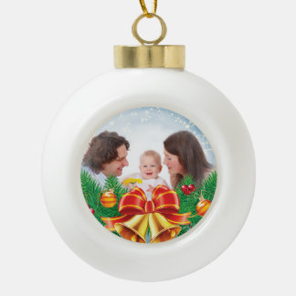 写真パーソナライズされた画像クリスマスの休日の写真 セラミックボールオーナメント