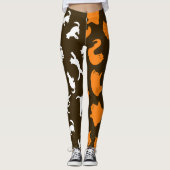 写真パーソナライズされた白オレンジキャットパターン レギンス (正面)
