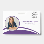 写真パーソナライズされた社員のロゴ名 バッジ (正面)