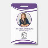 写真パーソナライズされた社員のロゴ名 バッジ (正面)