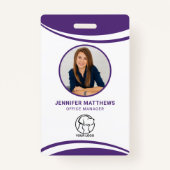 写真パーソナライズされた社員のロゴ名 バッジ (正面)