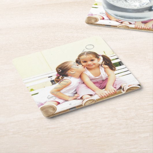 写真パーソナライズされた紙コースター自分で作れ！ スクエアペーパーコースター (アングル)