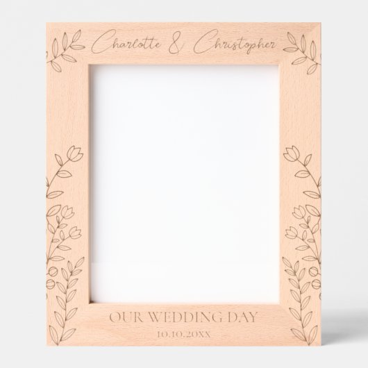 写真パーソナライズされた結婚のフレーム名の日付 レーザー彫刻フレーム (正面)