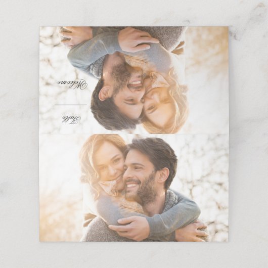 写真パーソナライズされた結婚の プレイスカード (外部開封)