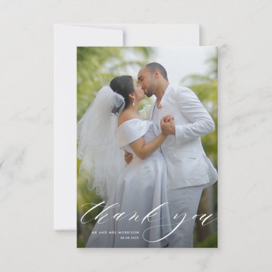 写真パーソナライズされた結婚サンキューカード サンキューカード (正面)